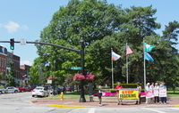 Protesters on the corner of Tappan Square